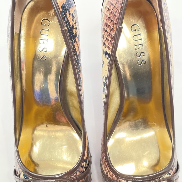 Guess a Snakeskin 4” Heels, Brown/Tan, Size 9 - Picture 11 of 13